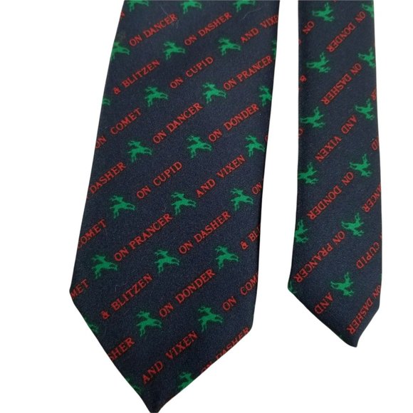 Vintage Neck tie GALLERY ORIGINALS Exclusive CHRISTMAS Reindeer Theme Holiday - Picture 2 of 9